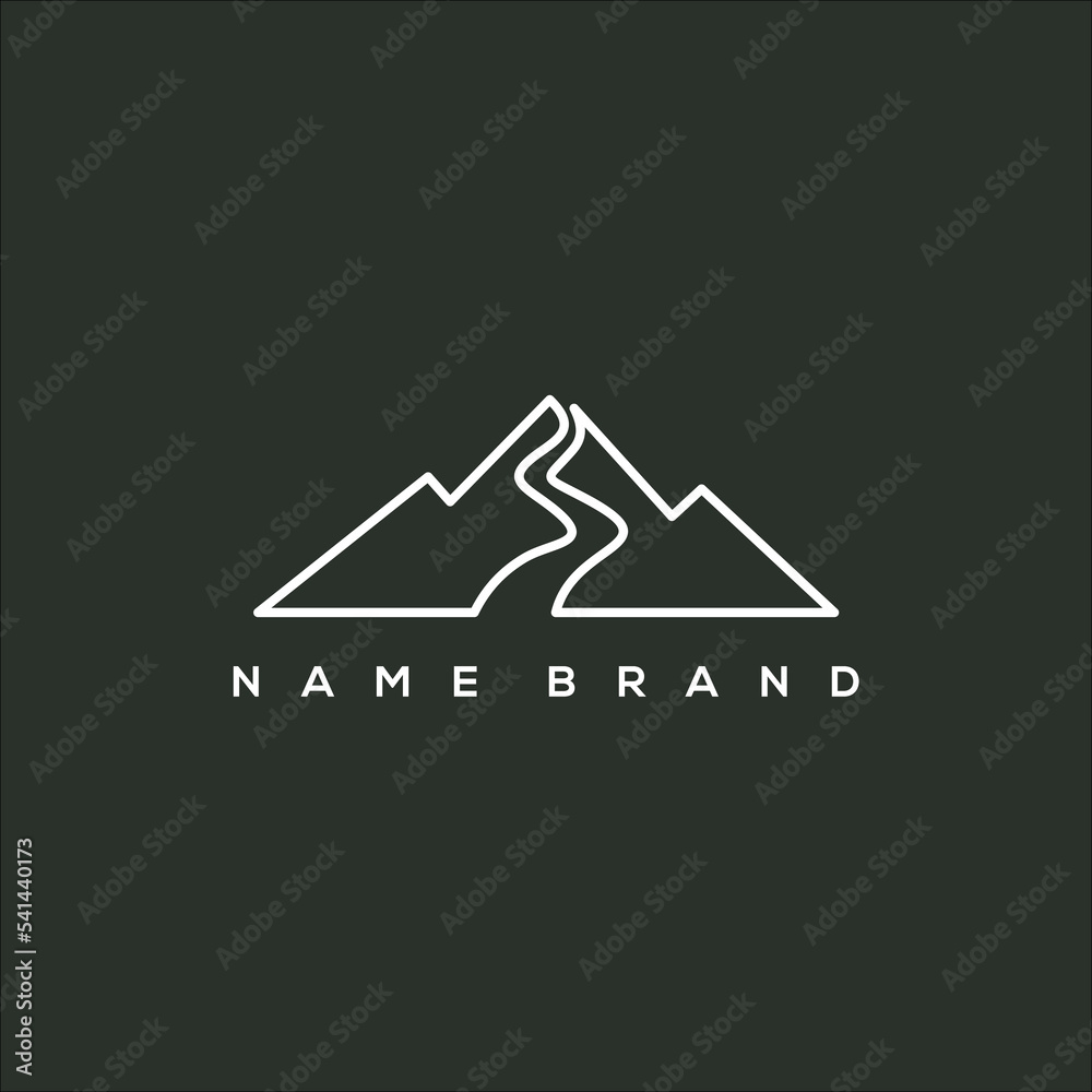graphic art icon logo of the road between the mountains graphic art icon logo of the road between the mountains