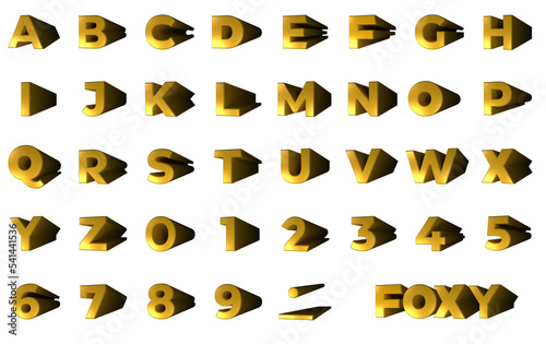Photos Foxy Gold 3D Alphabet - Render Illustration PNG