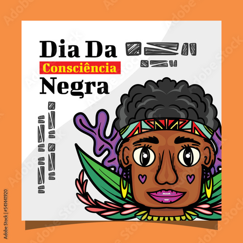 vector flat design instagram post to say hello to Dia da Consciencia Negra photo