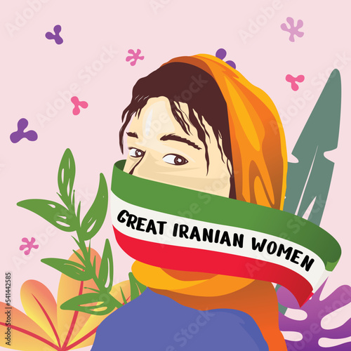 elegant and great iranian woman vector design