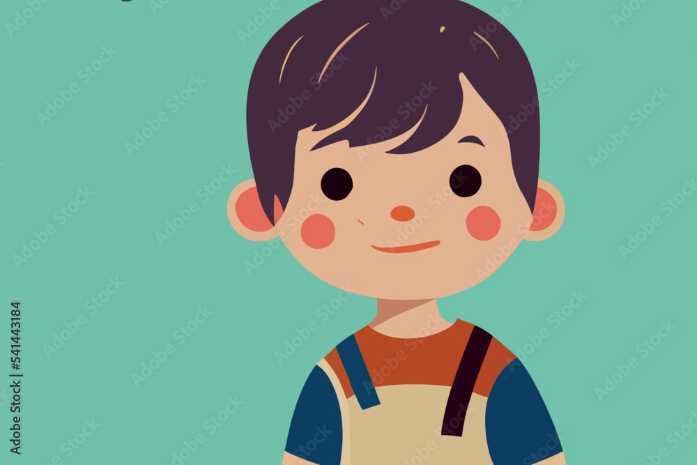 Child illustration, boy standing and smiling, boy Child illustration, boy standing and smiling, boy