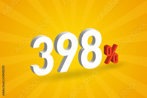 398% discount 3D text for sells and promotion.