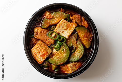 zucchini stew on a white background