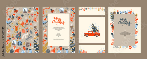 Set of corporate holiday cards vector illustration