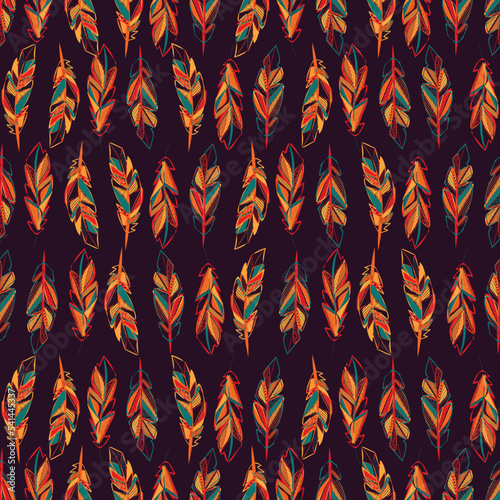 Abstract feathers seamless design pattern