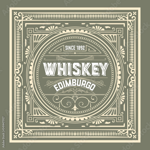 Whiskey label with old frames