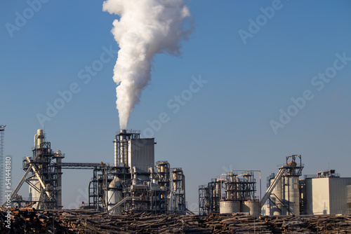 City pollution mixed with morning fog  industrial chimneys around Belgrade  one of the most polluted cityscapes in Europe