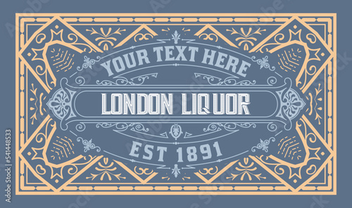 Whiskey label with old frames