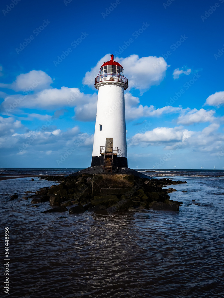 Low angle photograph of The Point of Ayr Lighthouse 