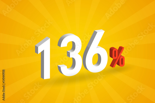 136% discount 3D text for sells and promotion.