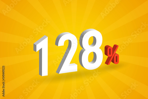 128% discount 3D text for sells and promotion.