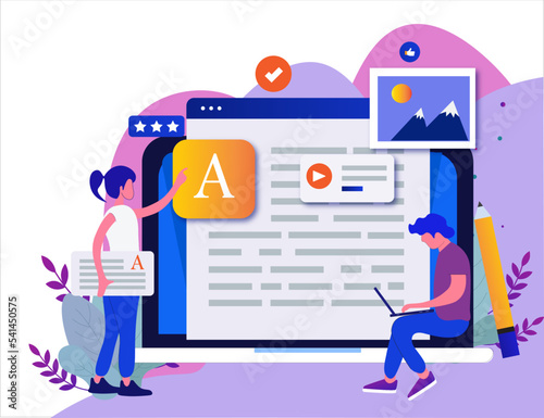 engaging content characters Illustration for website banner, presentation slide and many uses