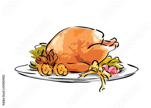 roasted turkey illustration photo