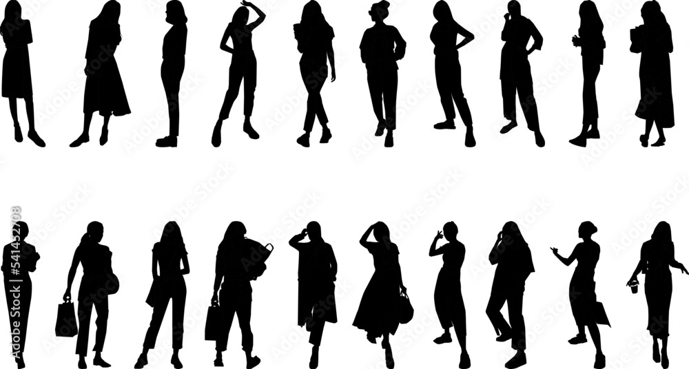 Fashionable womens activity silhouette, high resolution, and realistic.