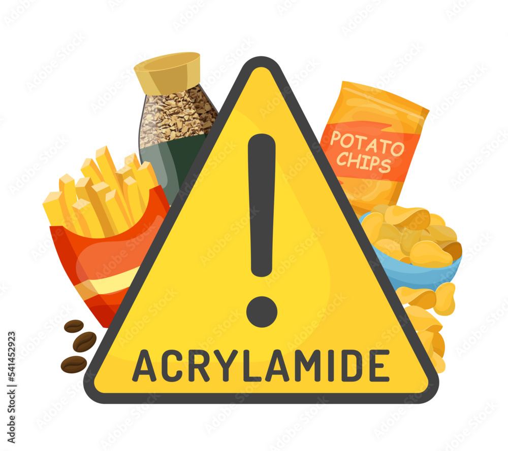 Stop acrylamide. Dangerous substance causing cancer. Vector