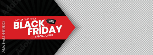 Limited Time Only Black Friday Special Offer Vector Template Design with 50% Off Price Tag.