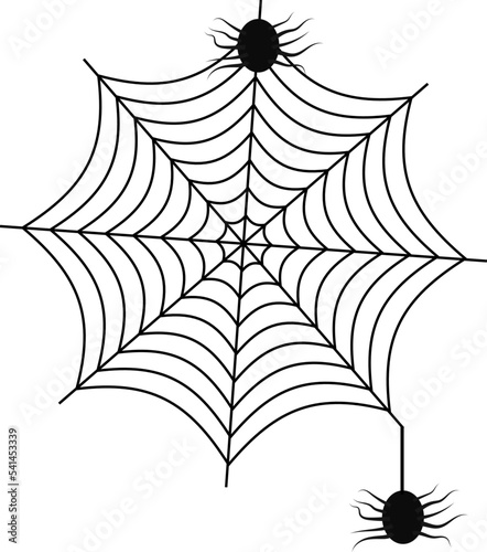 Spider with web icon two make a net halloween insect