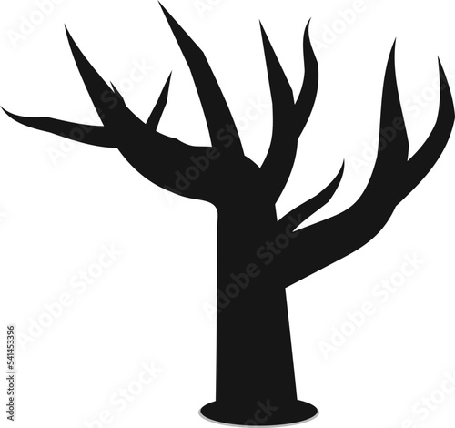 Tree icon with vector halloween black silhouette. Dead tree silhouette isolated on white background. Vector illustration Eps 10.