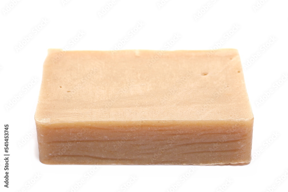 Organic homemade soap bar isolated on white 