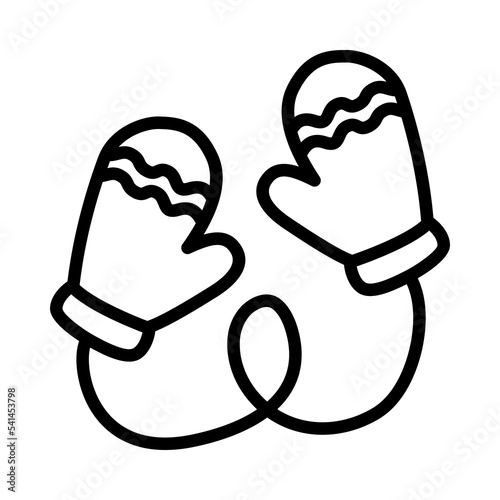 Winter accessory flat line icon. Mitten symbol. Outline sign for mobile concept and web design, store.
