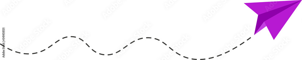 Fototapeta premium Dashed line paper airplane route