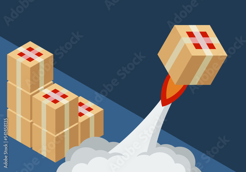 Express delivery - launch of parcel box as rocket