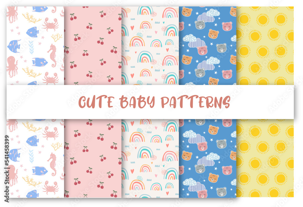 Cute baby pattern collection Free Vector Cute baby pattern collection Free Vector