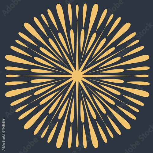 Symmetrical flash dahlia flower, single star salute icon, vector illustration