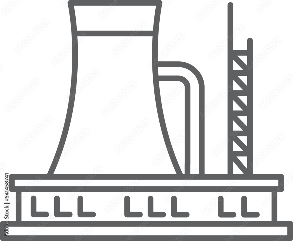 Nuclear power plant line icon. Industrial building Nuclear power plant line icon. Industrial building