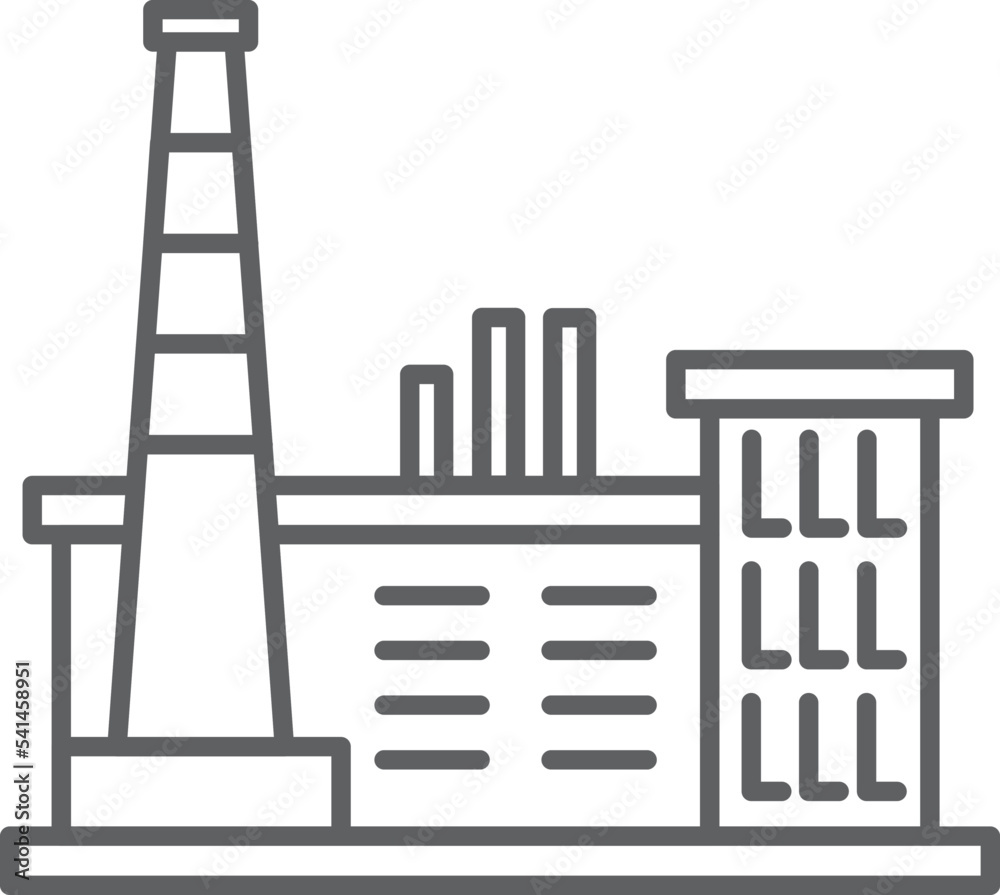 Industrial pipe building. Manufacture black line icon Industrial pipe building. Manufacture black line icon