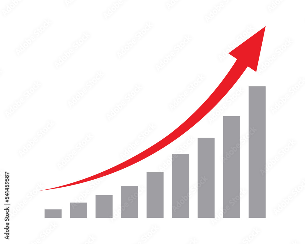 Growing business arrow on white background, Profit red arrow, Vector illustration.Business concept, growing chart. Concept of sales symbol icon with arrow moving up. Economic Arrow With Growing Trend. Growing business arrow on white background, Profit red arrow, Vector illustration.Business concept, growing chart. Concept of sales symbol icon with arrow moving up. Economic Arrow With Growing Trend.