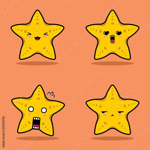vector illustration of kawaii starfish emoji