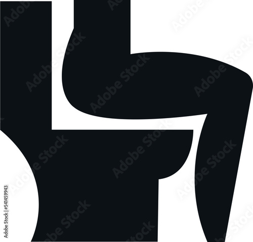 Person sit on toilet icon. Black diarrhea symbol