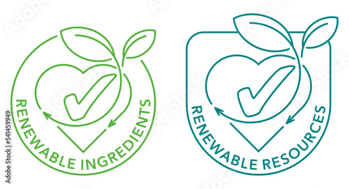 Renewable ingredients stamp with heart shape