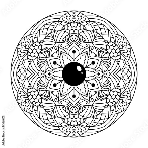 Mandala Shape for Coloring Book. For Beginner, seniors and children. Hand Draw. Vector Mandala. Floral. Flower. Oriental. Book Page. Decoration in ethnic oriental. Outline.