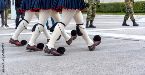 Greek Evzone soldiers in traditional costumes photo