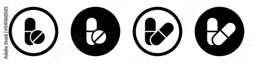 Medical pill and capsule icon. Drug icon, vector illustration