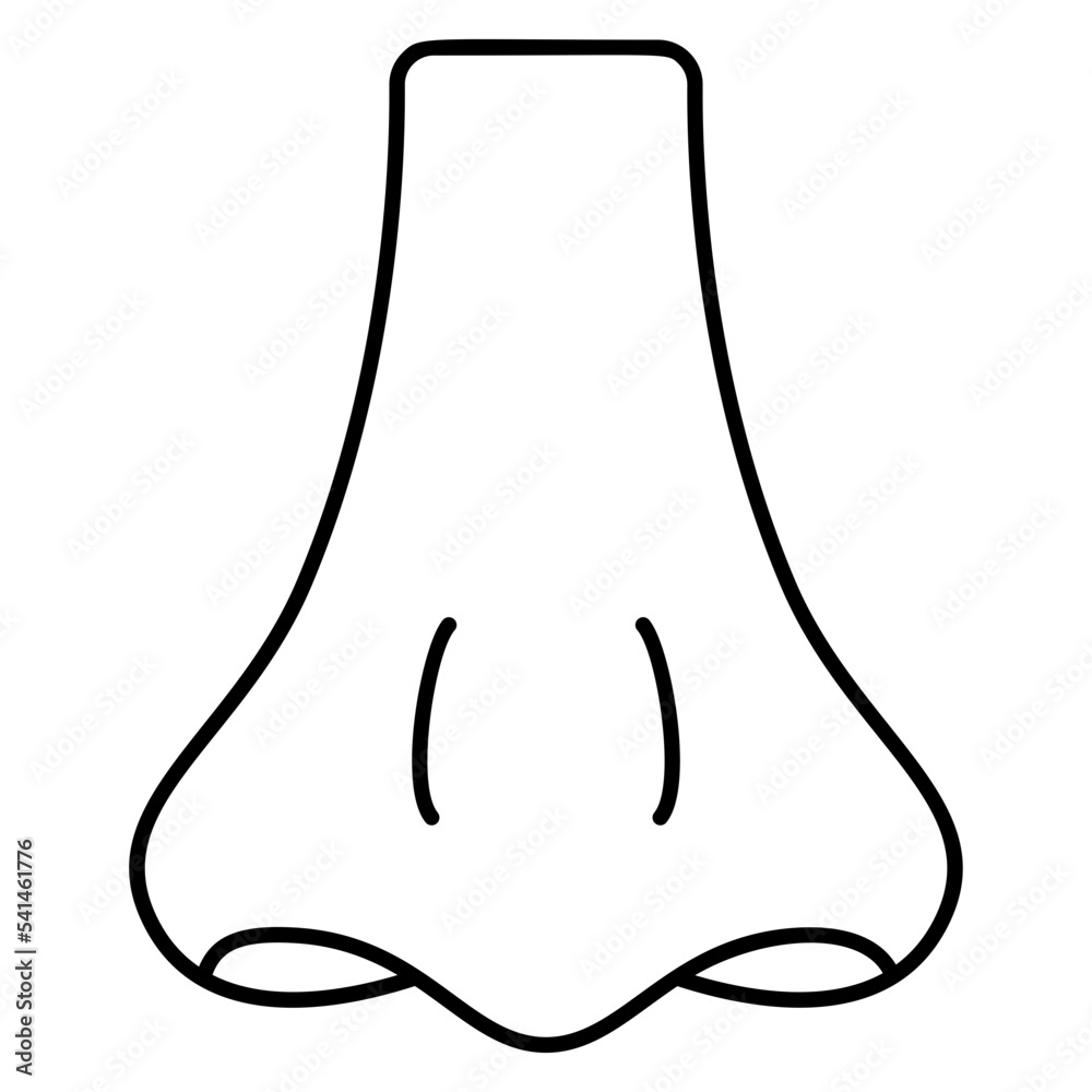 Nose Front View Concept, nostrils vector outline icon Design, Organ ...