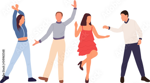 dancing people on white background isolated vector