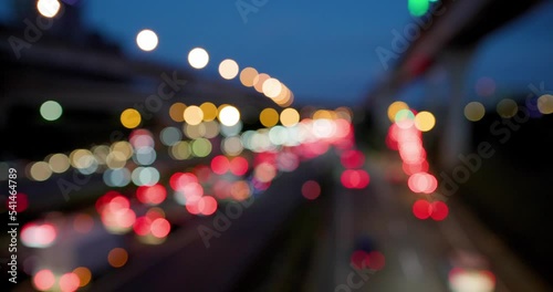 Blur view of the city traffic at night