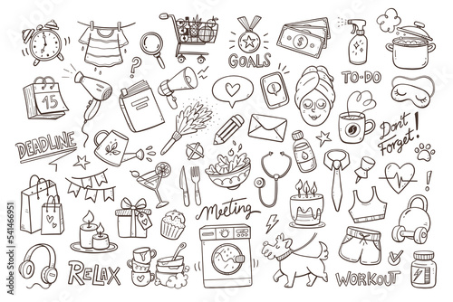 Daily Routines & Reminders Doodle Cliparts