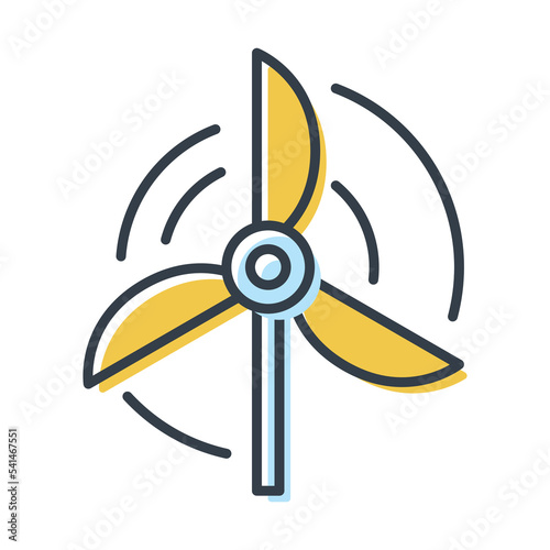 Windm or wind farm, alternative electricity mining, vector isolated flat icon. Saving ecology and environment design element. photo