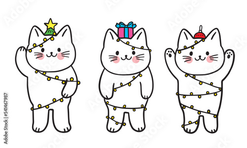 Fototapeta Naklejka Na Ścianę i Meble -  Cartoon cute Christmas character, Holiday vector.