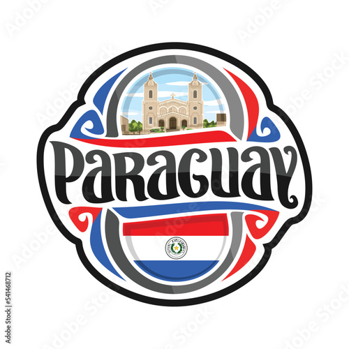 Paraguay Flag Travel Souvenir Skyline Landmark Map Sticker Logo Badge Label Stamp Seal Emblem Coat of Arms Gift Vector Illustration SVG EPS