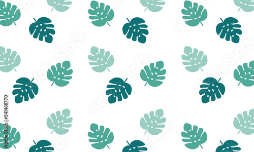 Seamless pattern with green monstera tropical leaf. Illustration