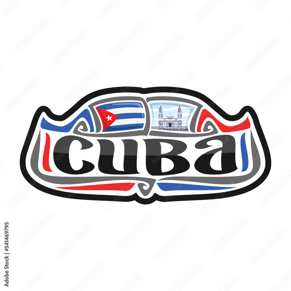 Cuba Flag Travel Souvenir Skyline Landmark Map Sticker Logo Badge Label Stamp Seal Emblem Coat of Arms Gift Vector Illustration SVG EPS
