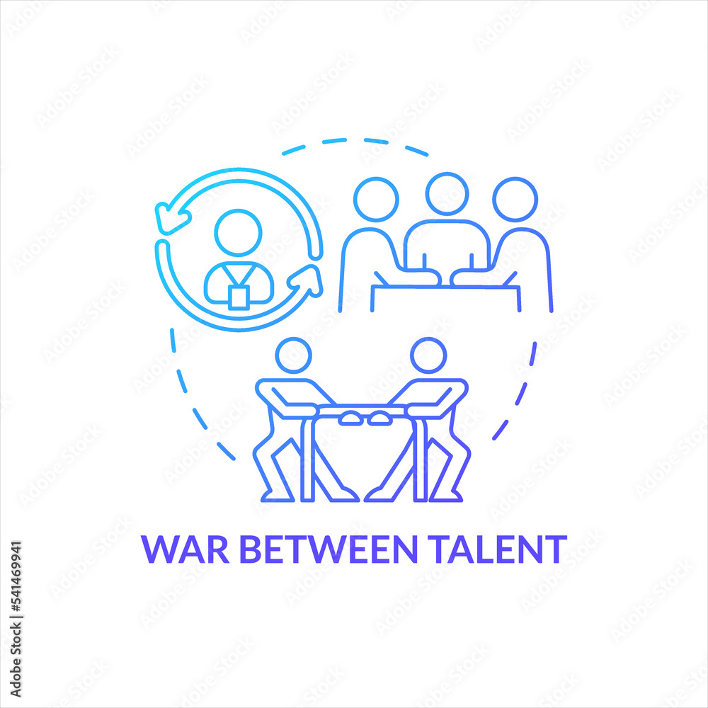 War between talent blue gradient concept icon. Workers competition ...