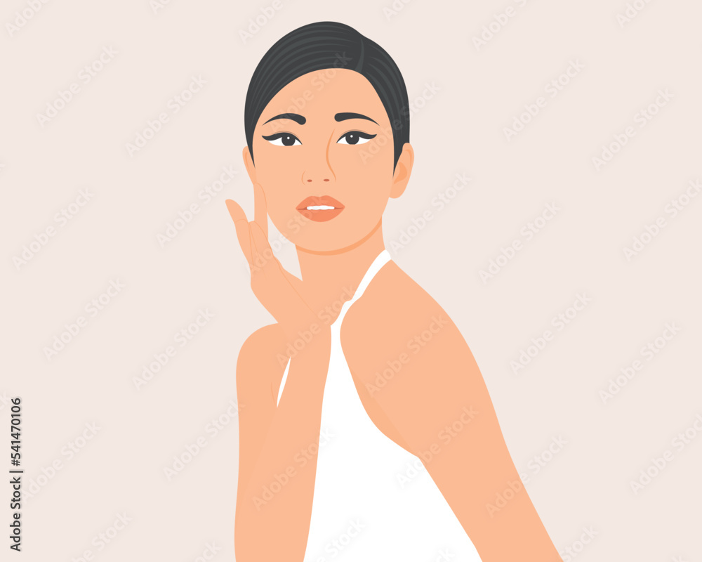 Beautiful skinned woman who takes care of her face and maintains good health Beautiful skinned woman who takes care of her face and maintains good health