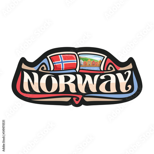Norway Flag Travel Souvenir Skyline Landmark Map Sticker Logo Badge Label Stamp Seal Emblem Coat of Arms Gift Vector Illustration SVG EPS