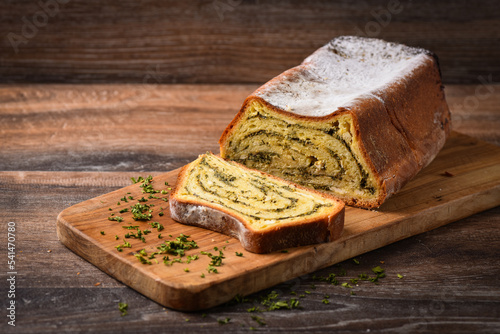 Potica/Potizza, Roll with Tarragon, cheese and wallnuts.